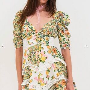 For Love And Lemons Rosalyn Marigold Mini Dress